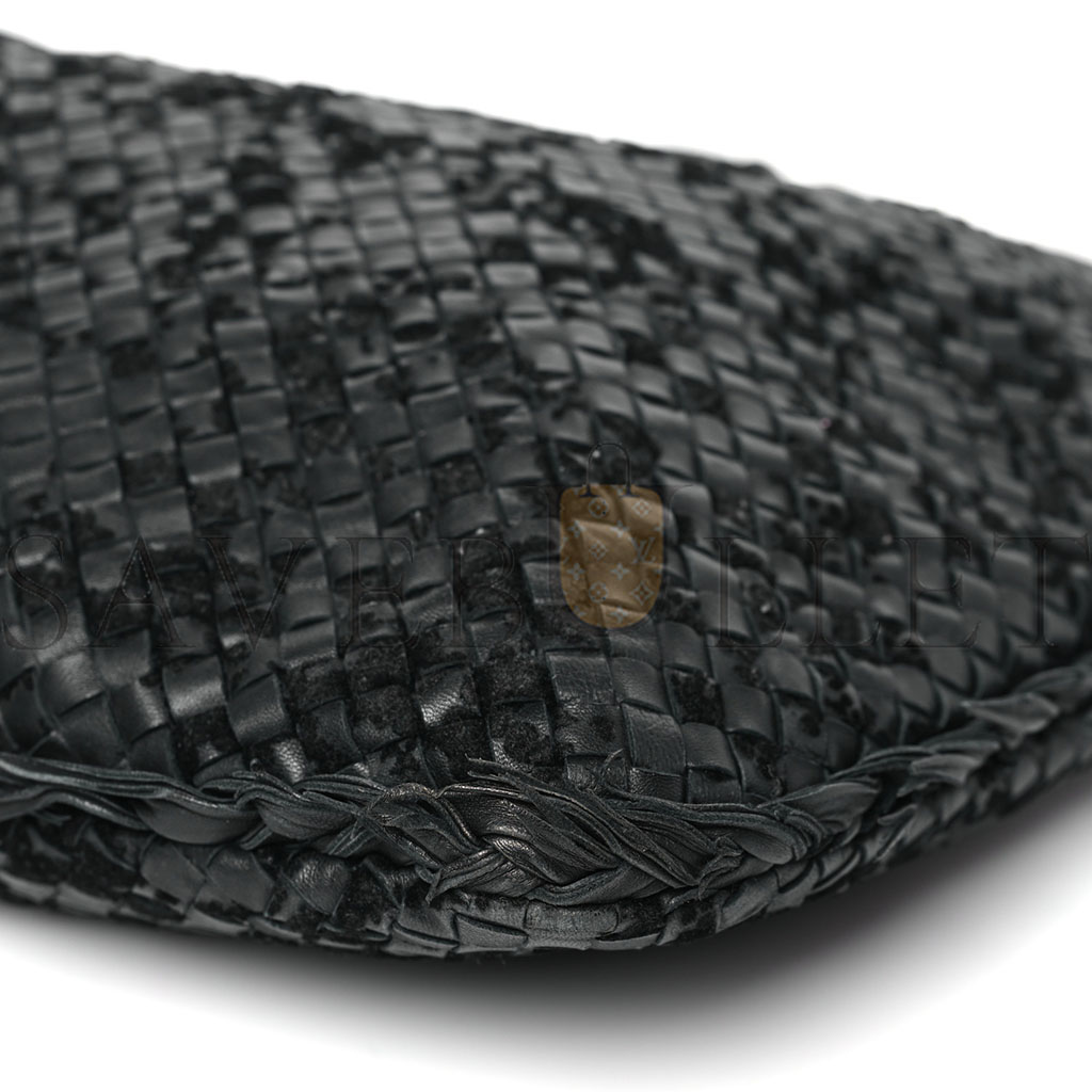 BOTTEGA VENETA NAPPA VELOURS INTRECCIATO FUZZY MEDIUM VENETA HOBO BLACK (38*24*3cm) BOTTEGA VENETA NAPPA VELOURS INTRECCIATO FUZZY MEDIUM VENETA HOBO BLACK (38*24*3cm)
